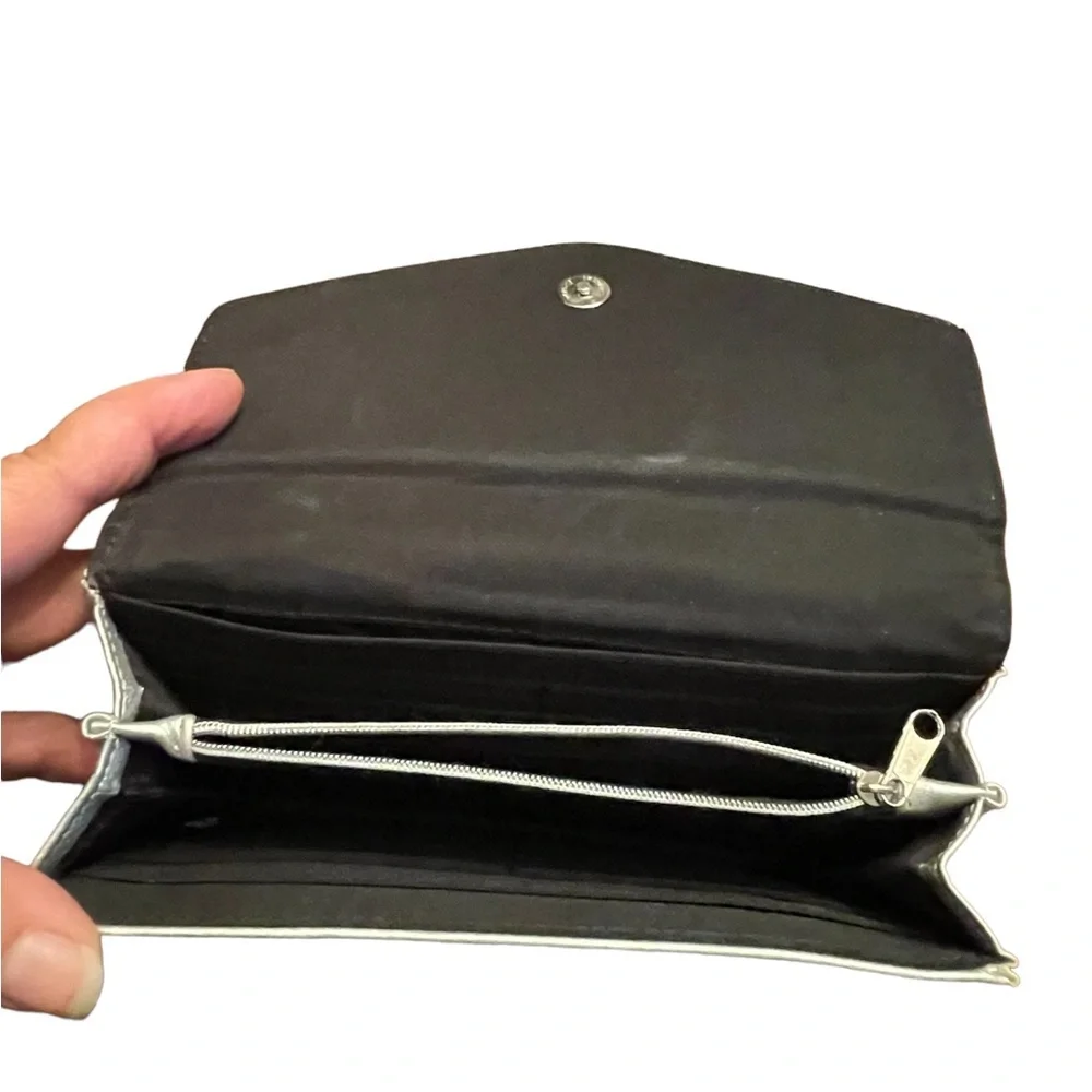 Kenneth Cole Reaction Silver‎ Envelope Flap Clutch